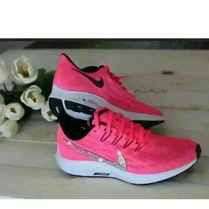Women's Nike Air Zoom Pegasus 36 Hyper Pink Shoes made with Swarovski Crystals